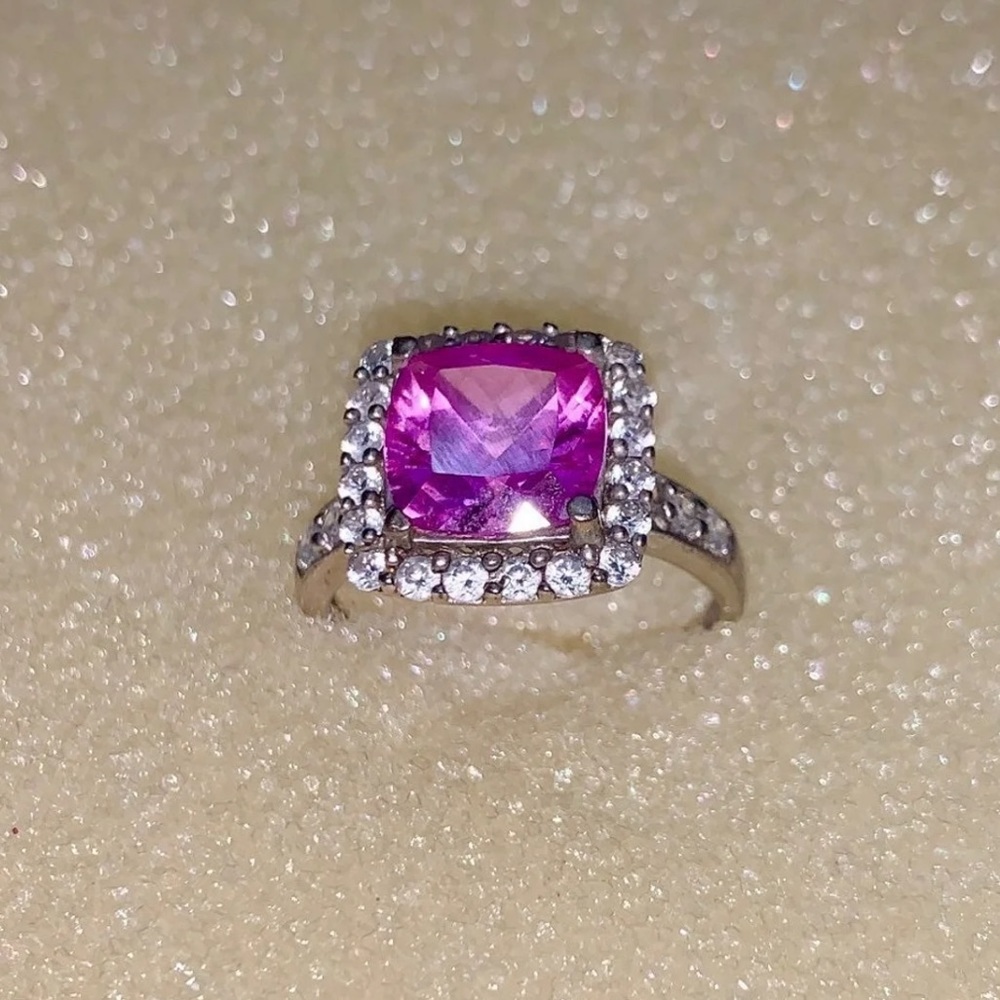💞 Pink Gemstone Sterling Silver 925 Ring 💞
